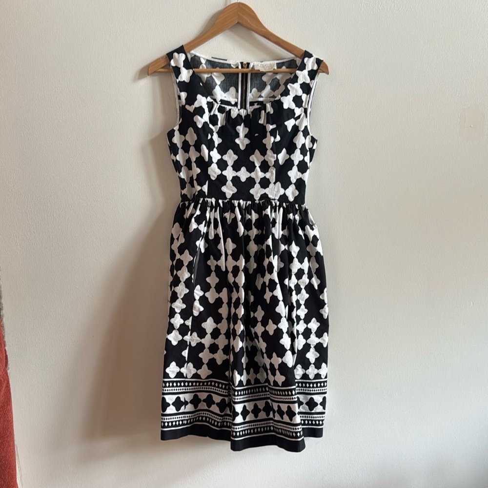 Kate Spade Black and White A-Line Midi Dress